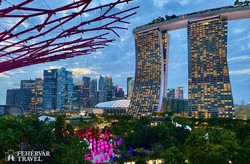 pillantás a Marina Bay Sands Hotel felé Szingapúrban