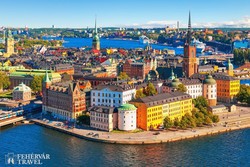 a szigetekre épült Stockholm látképe – részlet